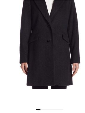 Sam Edelman Wool Blend Coat  Black Size L Long Coat Classic NWT